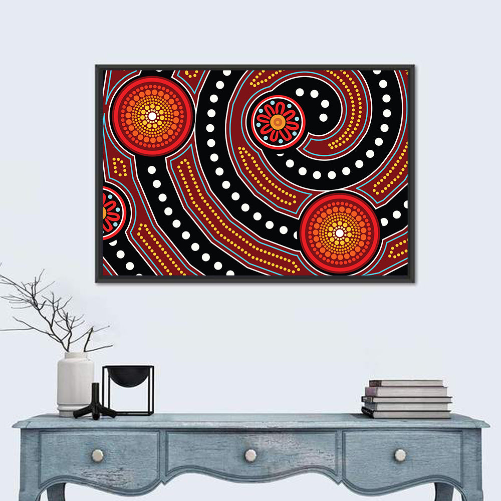 Aboriginal Dot Style Ii Wall Art in a room, landscape