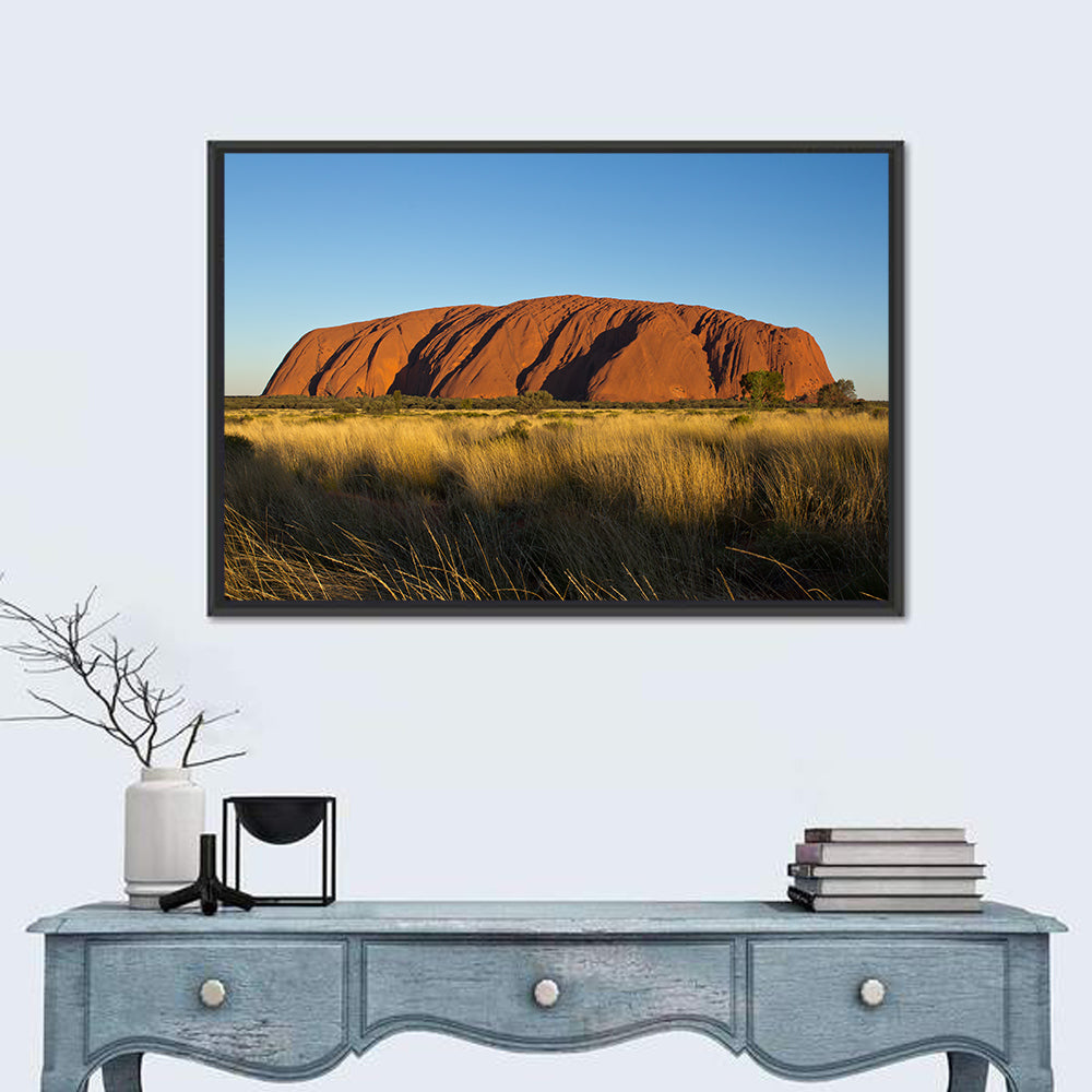 Uluru Red Rock at Golden Hour Wall Art in a room, landscape