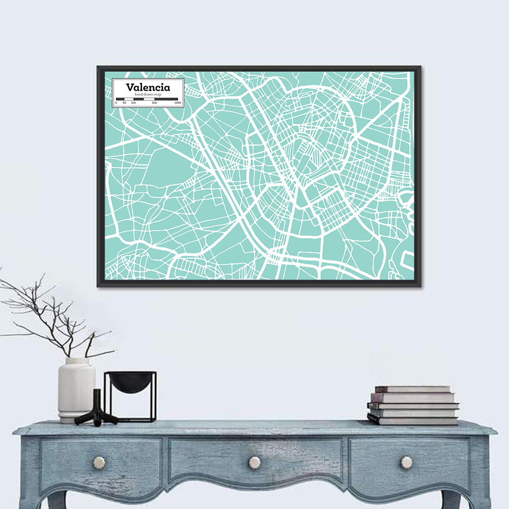 Valencia Street Grid Map Wall Art