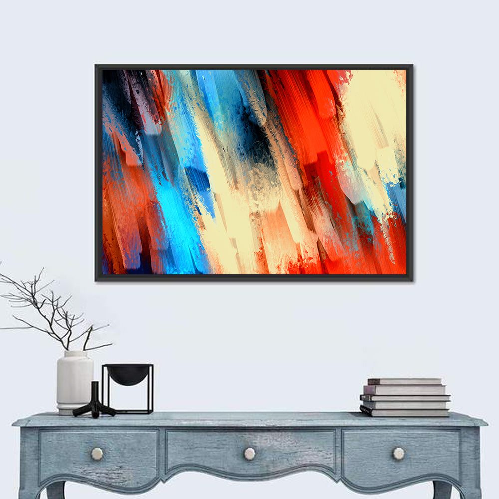Diagonal Acrylic Brushstrokes Wall Art in a room, landscape