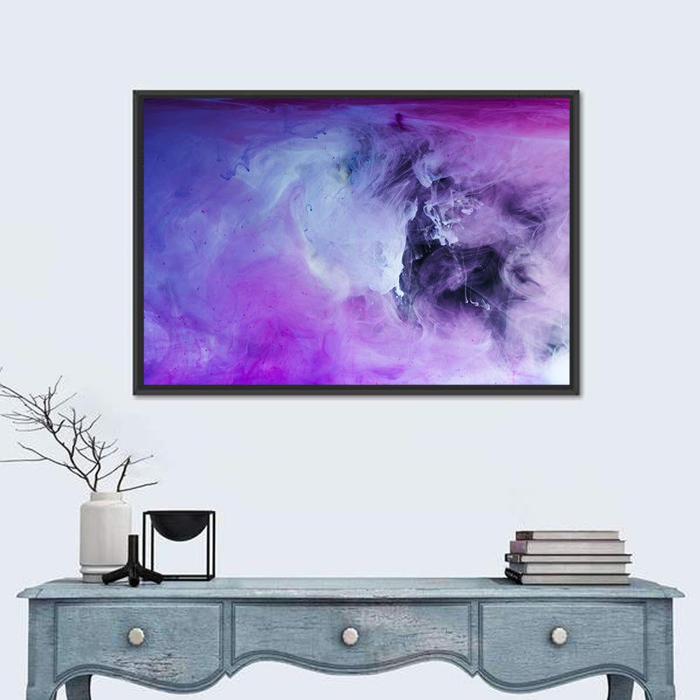 Ethereal Purple Swirl Wall Art in a room, landscape