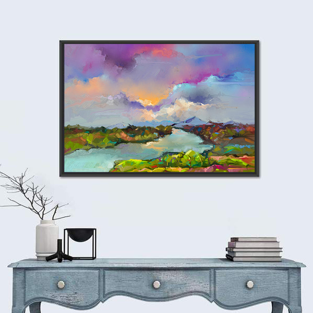 River & Meadow Abstract Wall Art