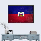 Haitian Flag with Distressed Emblem Wall Art