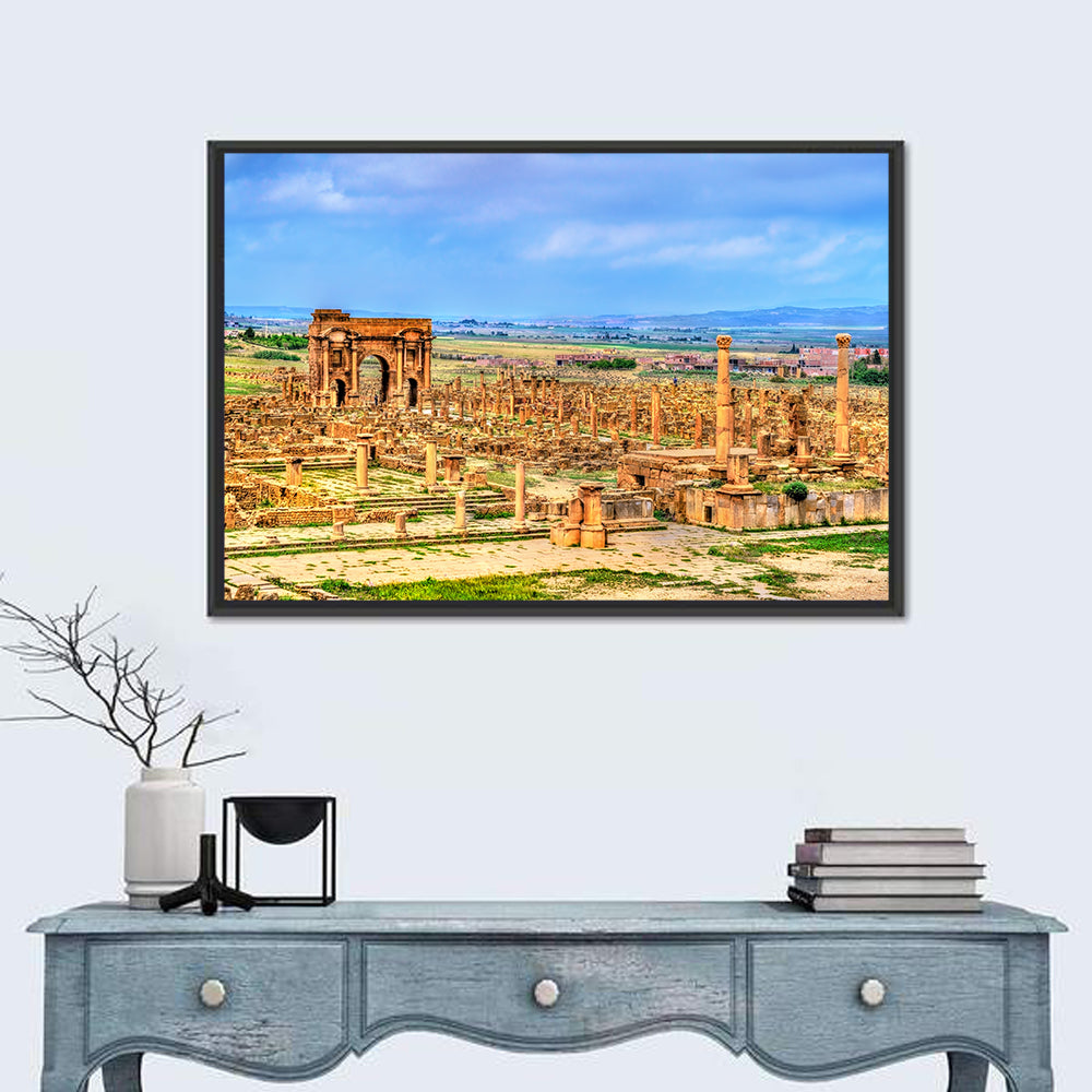 Timgad Ruins, Arch of Trajan Wall Art in a room, landscape