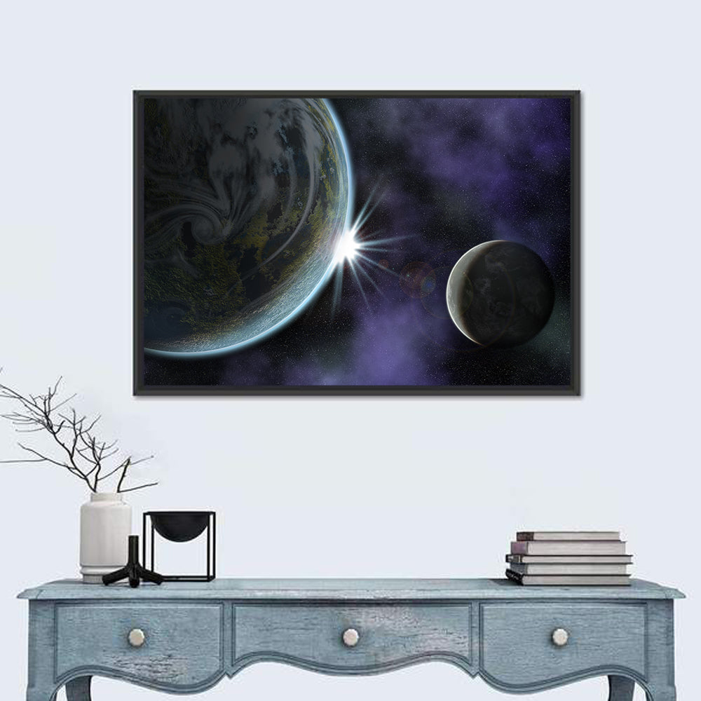 Twin Planets Sunrise Wall Art