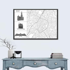 Brussels City Map Wall Art