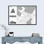 Tallinn Map with Cathedral and Palace Wall Art