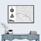 Paris Architectural Map Grid Wall Art