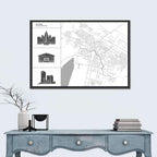 Astana Map with Landmarks Wall Art