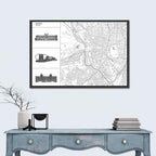 Madrid Map with Architectural Sidebar Wall Art