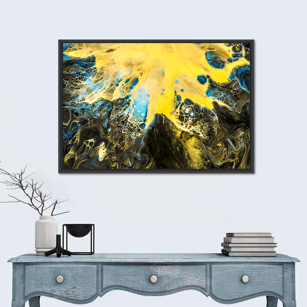 Cellular Fluid Burst Wall Art in a room, landscape