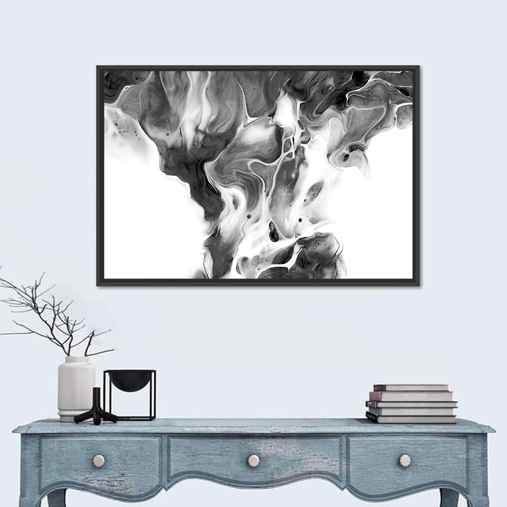 Monochrome Ink Swirl Wall Art