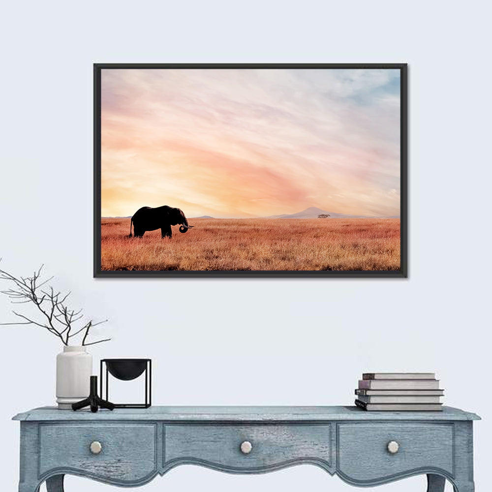 Savannah Elephant at Sunset Wall Art
