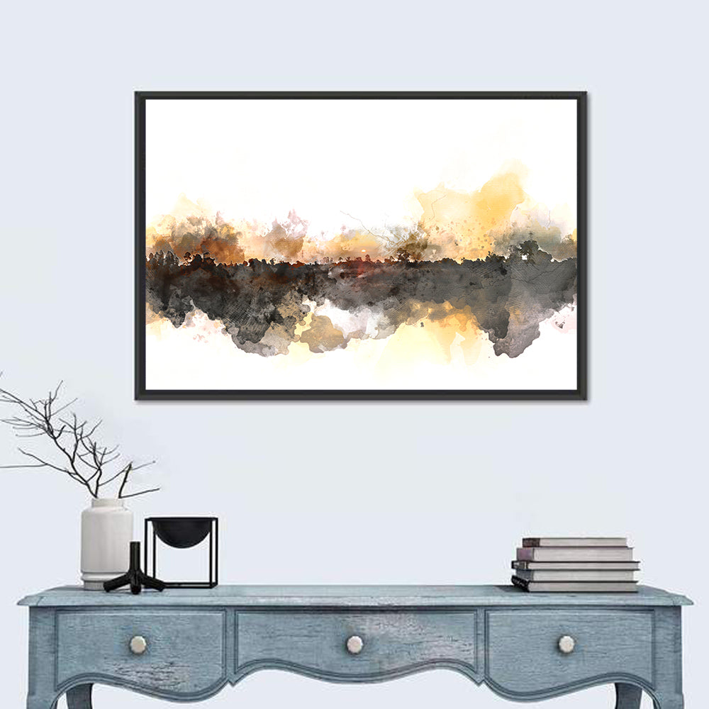 Sunset Treeline Watercolor Iii Wall Art in a room, landscape