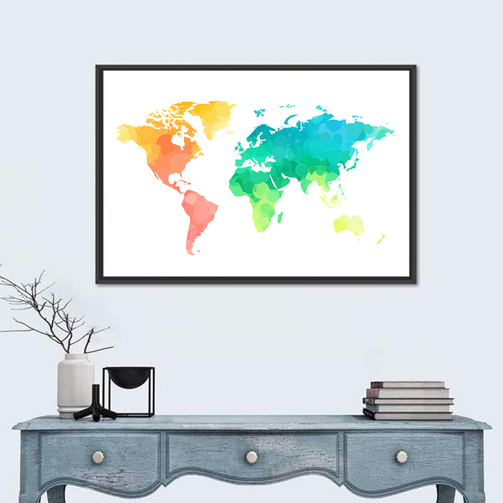 Polka Dot World Map Pattern Wall Art