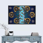 Blue Jellyfish Dot Pattern Wall Art