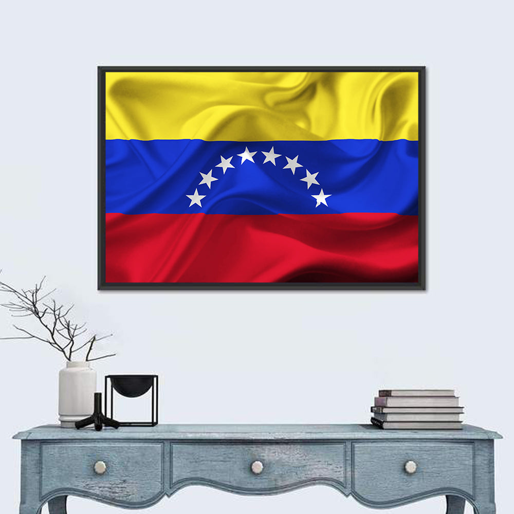 Venezuelan Flag with Stars Wall Art in a room, landscape