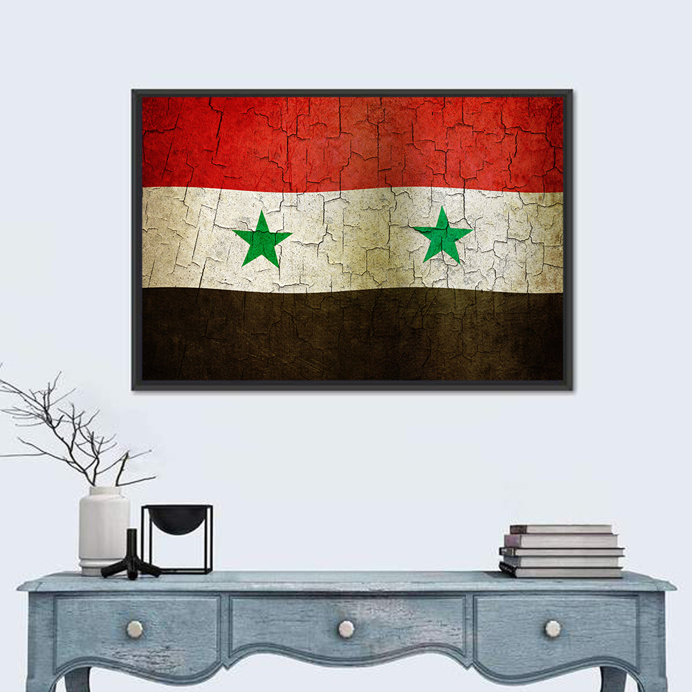 Syrian Flag Weathered Texture Wall Art
