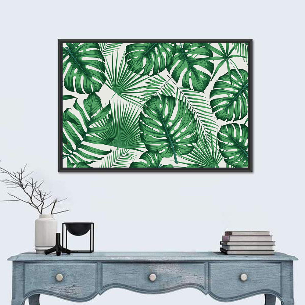 Layered Tropical Leaves Wall Art in a room, landscape