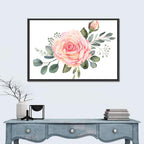 Pink Rose and Eucalyptus Bouquet Wall Art