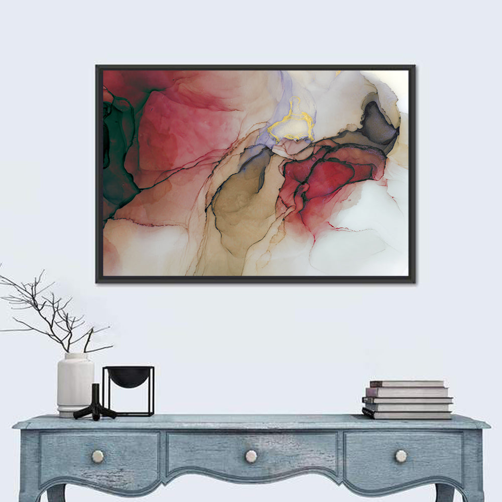 Ink Wash Swirl with Gold Leaf Wall Art