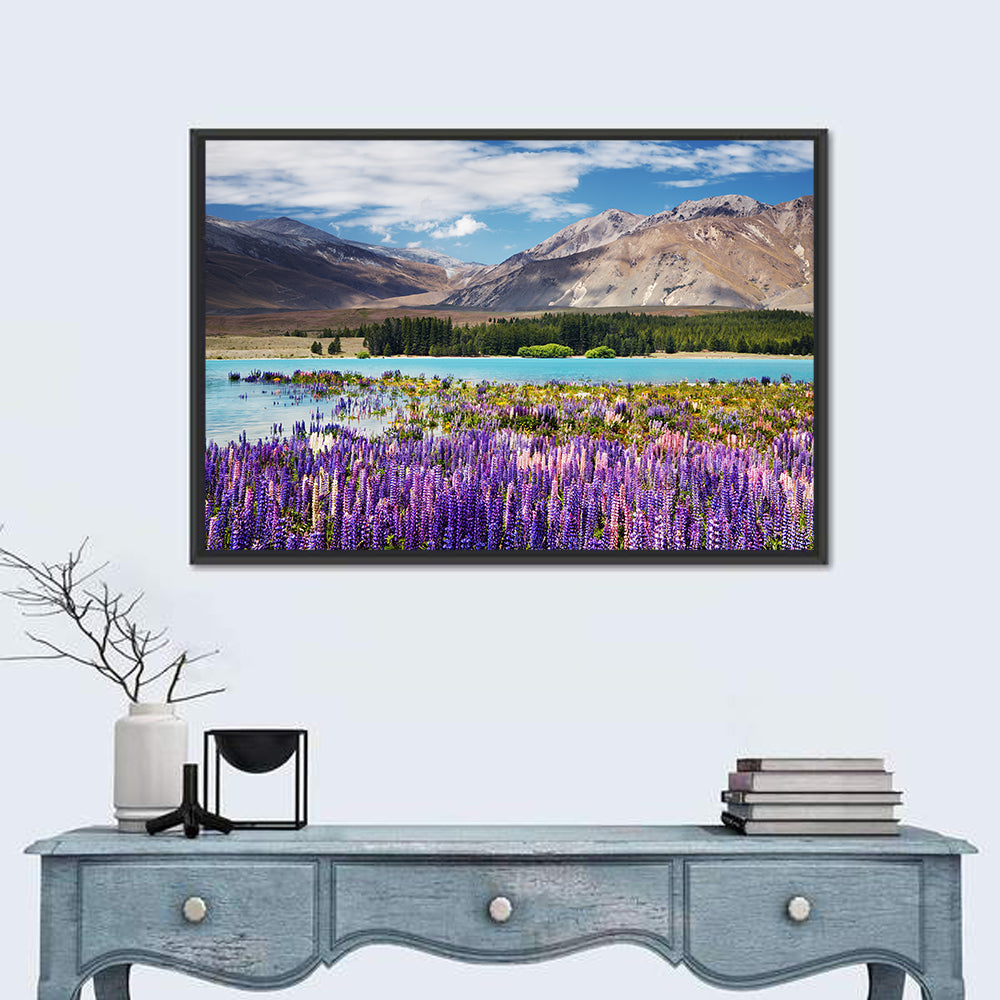 Lupines at Lake Tekapo Wall Art in a room, landscape