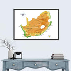 South Africa Physical Map Wall Art