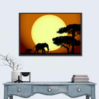Savanna Sunset Elephants Wall Art