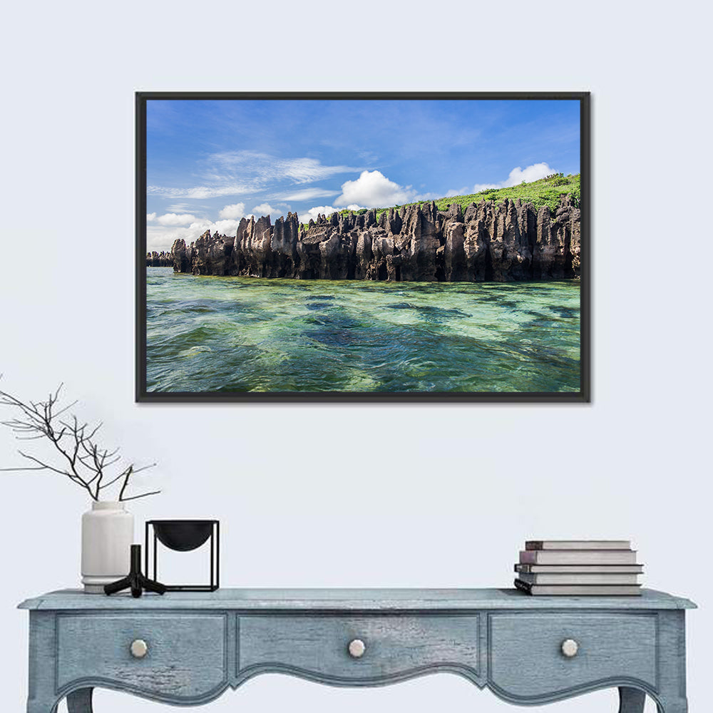 Emerald Sea Coastline, Madagascar Wall Art in a room, landscape