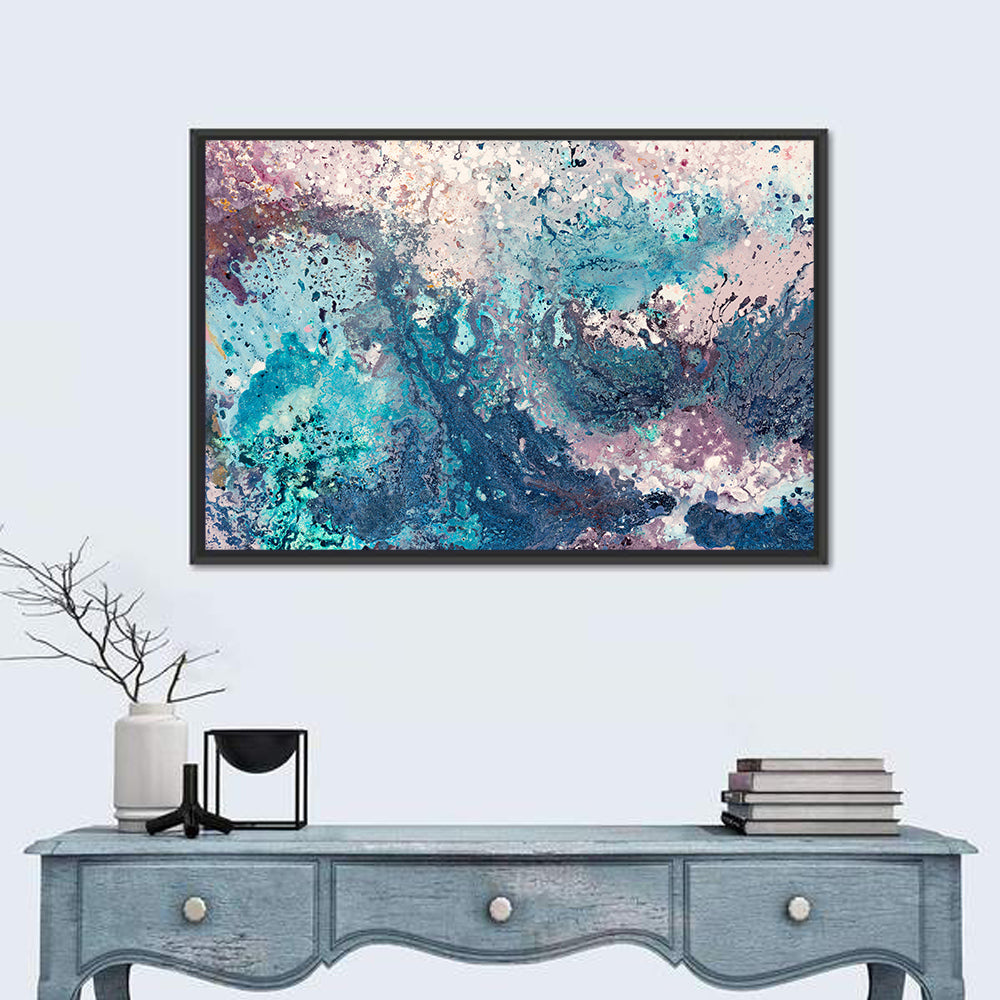 Flowing Seascape Oil Painting Wall Art in a room, landscape