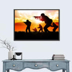 Soldiers Silhouette at Sunrise Wall Art