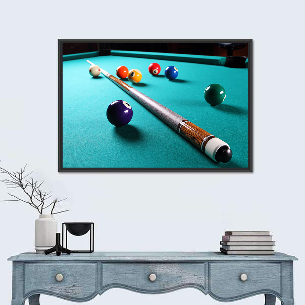 Billiard Cue on Green Felt Wall Art