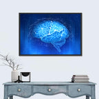 Human Brain Wireframe Close-up Wall Art