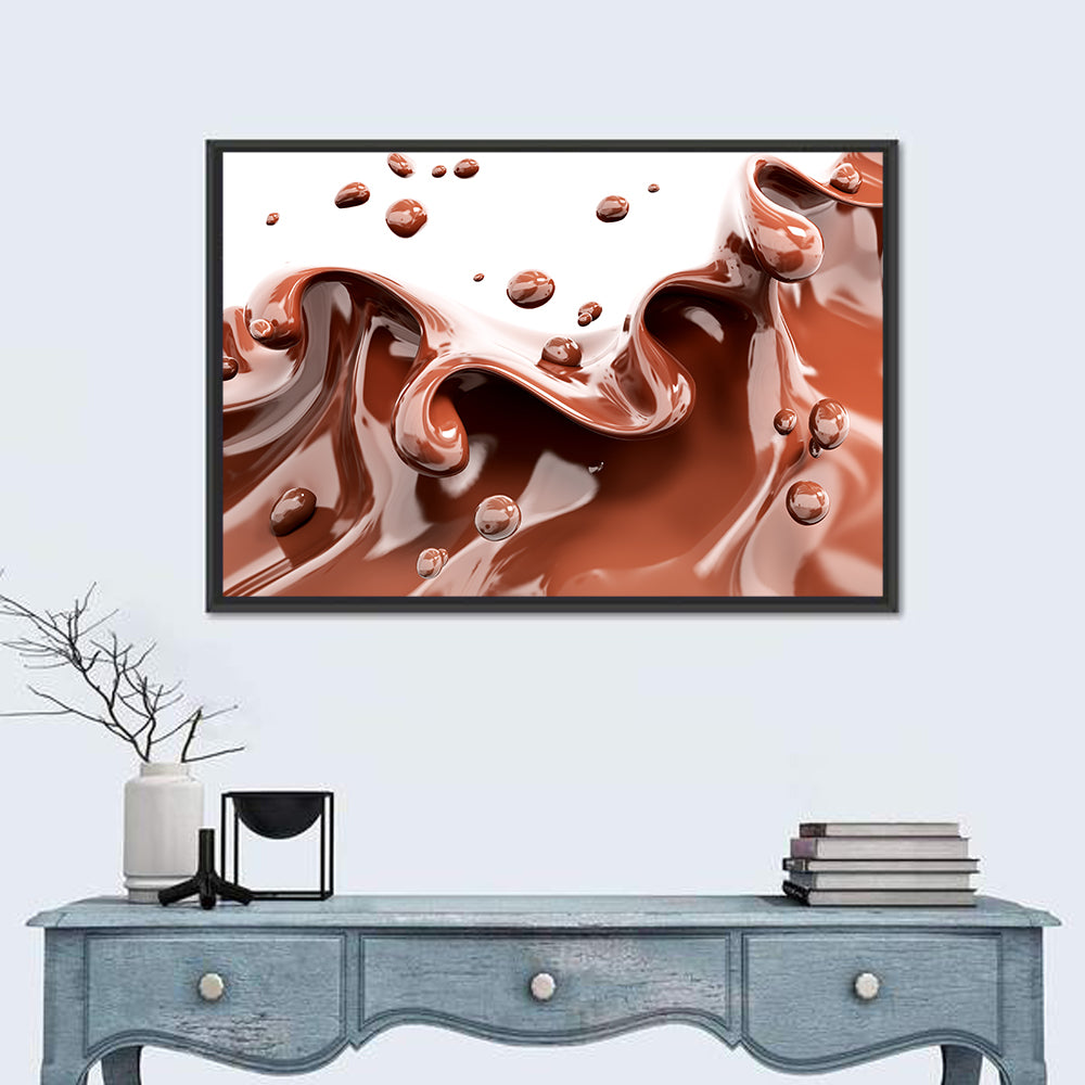 Liquid Chocolate Splash Wall Art in a room, landscape