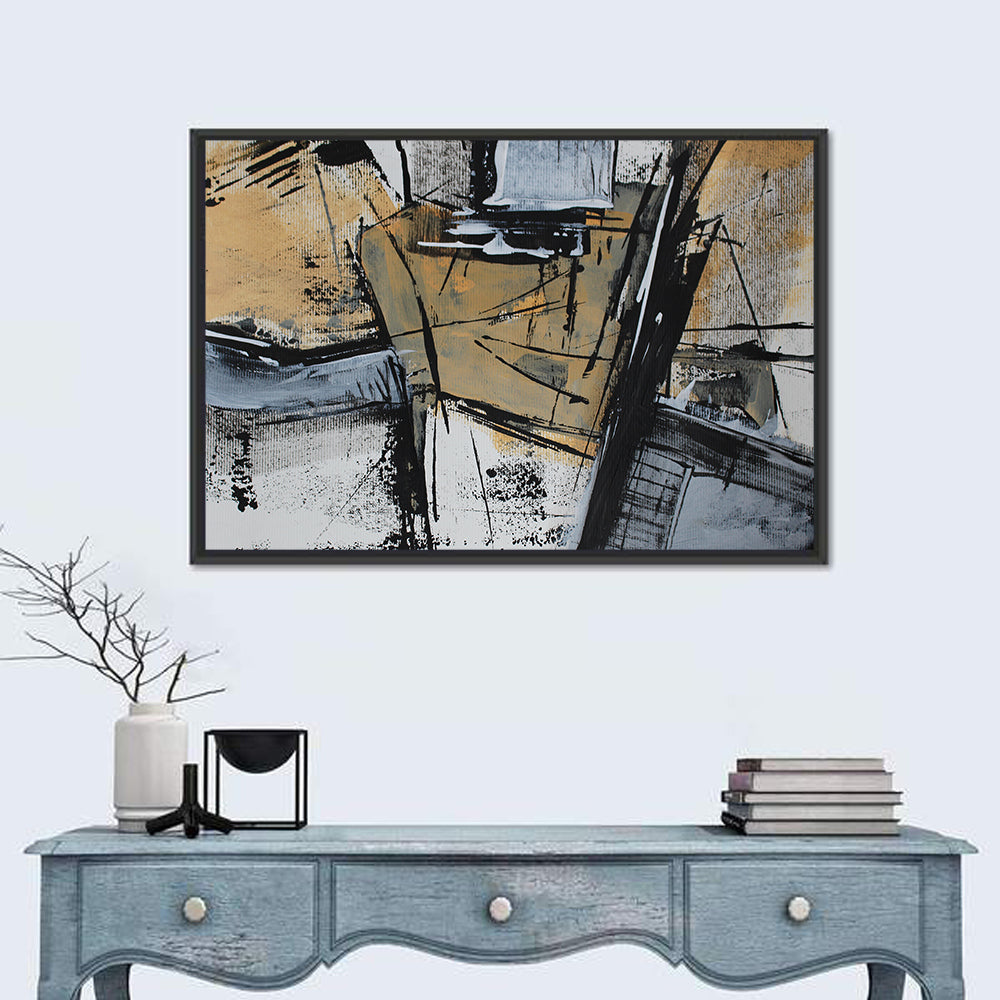 Layered Geometric Texture Wall Art in a room, landscape