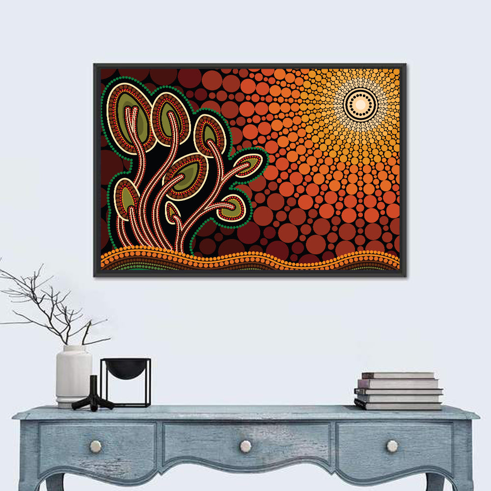 Pointillist Tree on Sunset Hill Wall Art