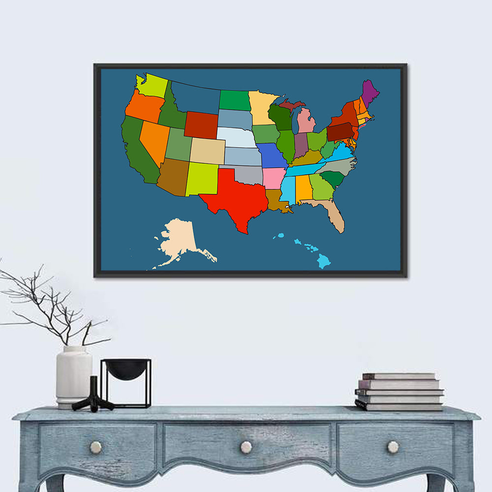 Color-blocked United States Map Wall Art