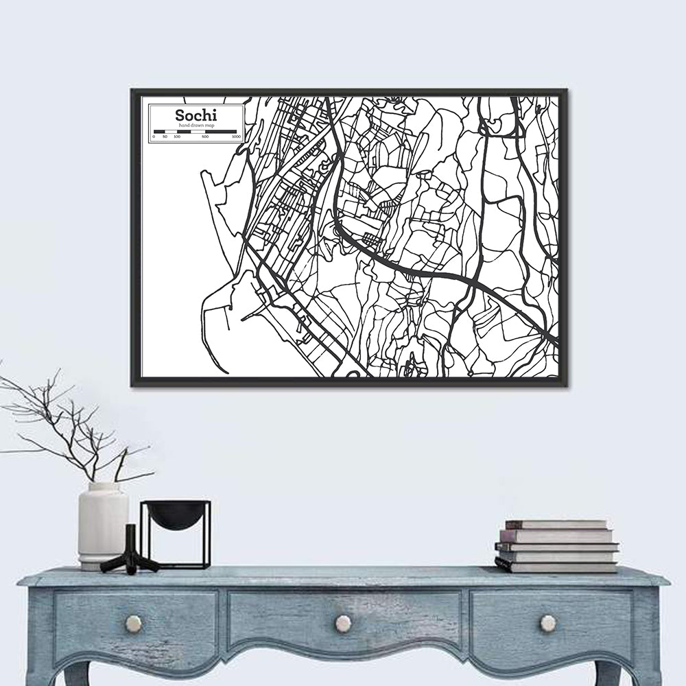 Sochi Street Grid Map Wall Art