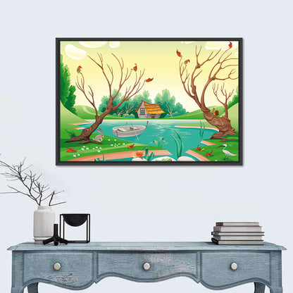Scenic Village Illustration Wall Art