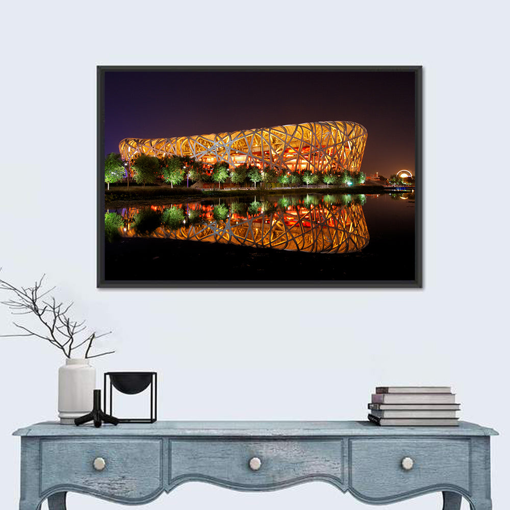 Beijing National Stadium at Night Wall Art in a room, landscape