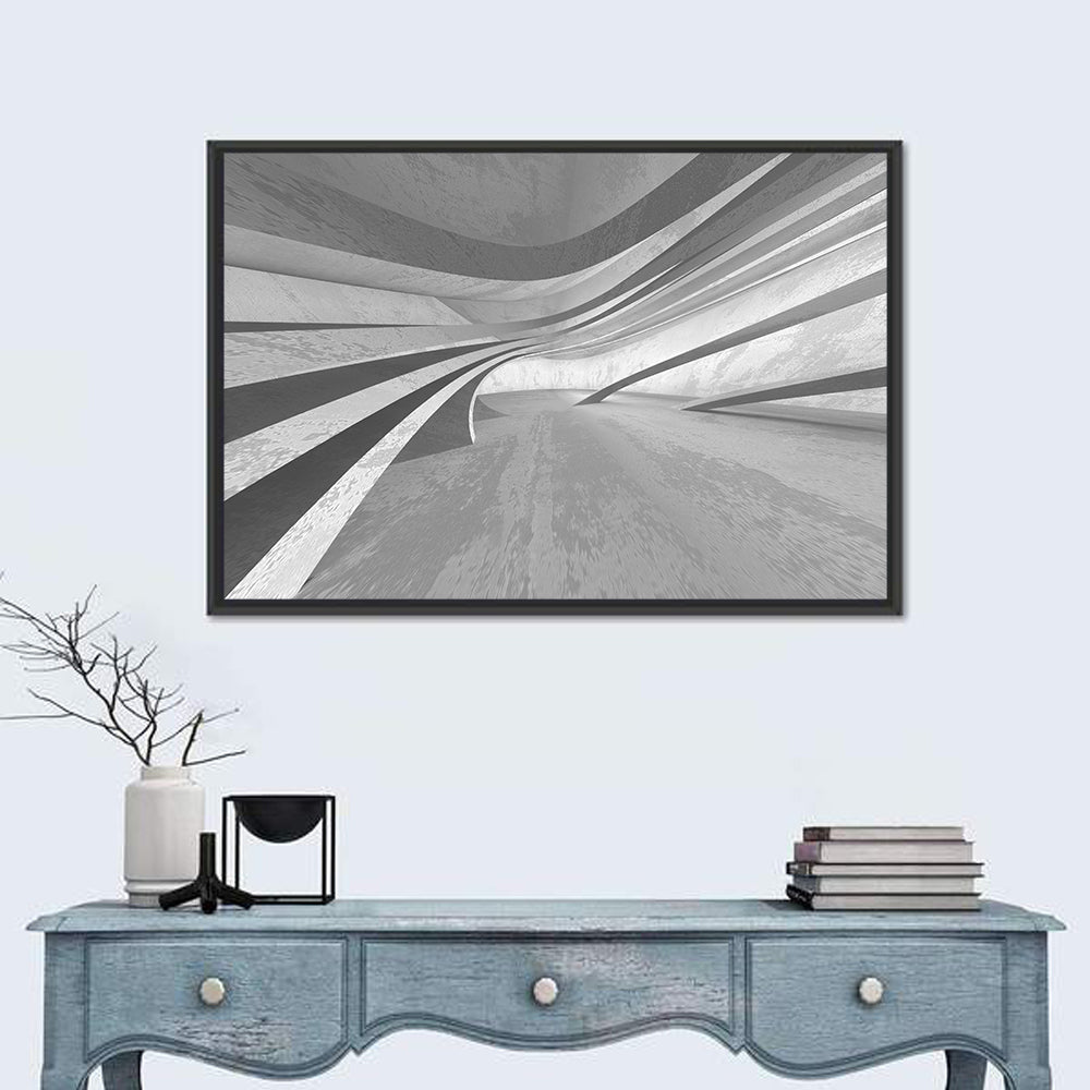 Empty Curved Concrete Hallway Wall Art