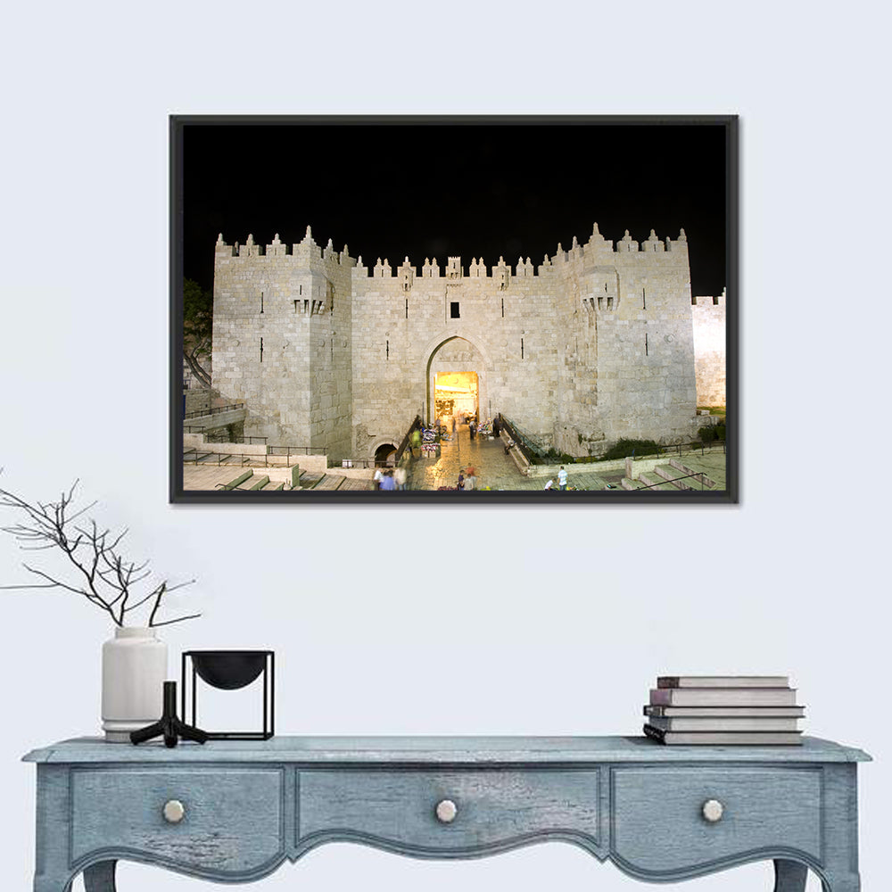 Damascus Gate at Night Wall Art in a room, landscape