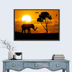 Sunset Elephant Silhouette Wall Art