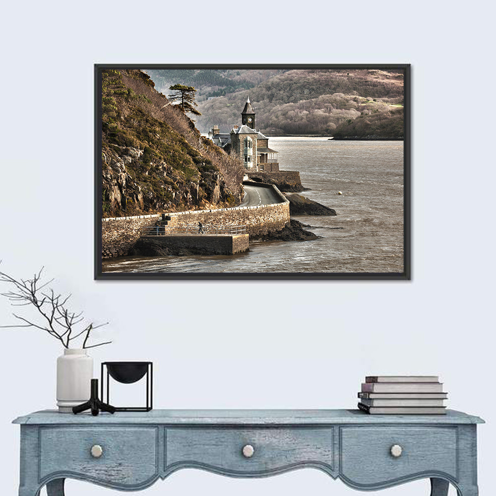 Barmouth Clock Tower Coastal View Wall Art in a room, landscape