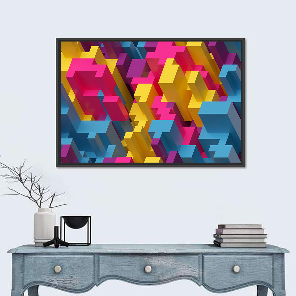 Isometric Voxel Cluster Wall Art