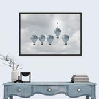 Hot Air Balloon Race with Red Accent Wall Art