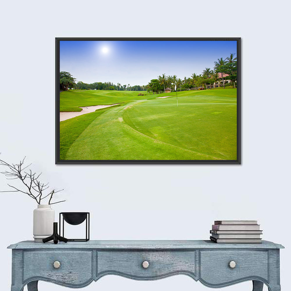 Sunny Putting Green with Palm Trees Wall Art