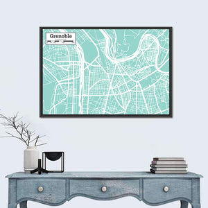 Grenoble City Map Wall Art