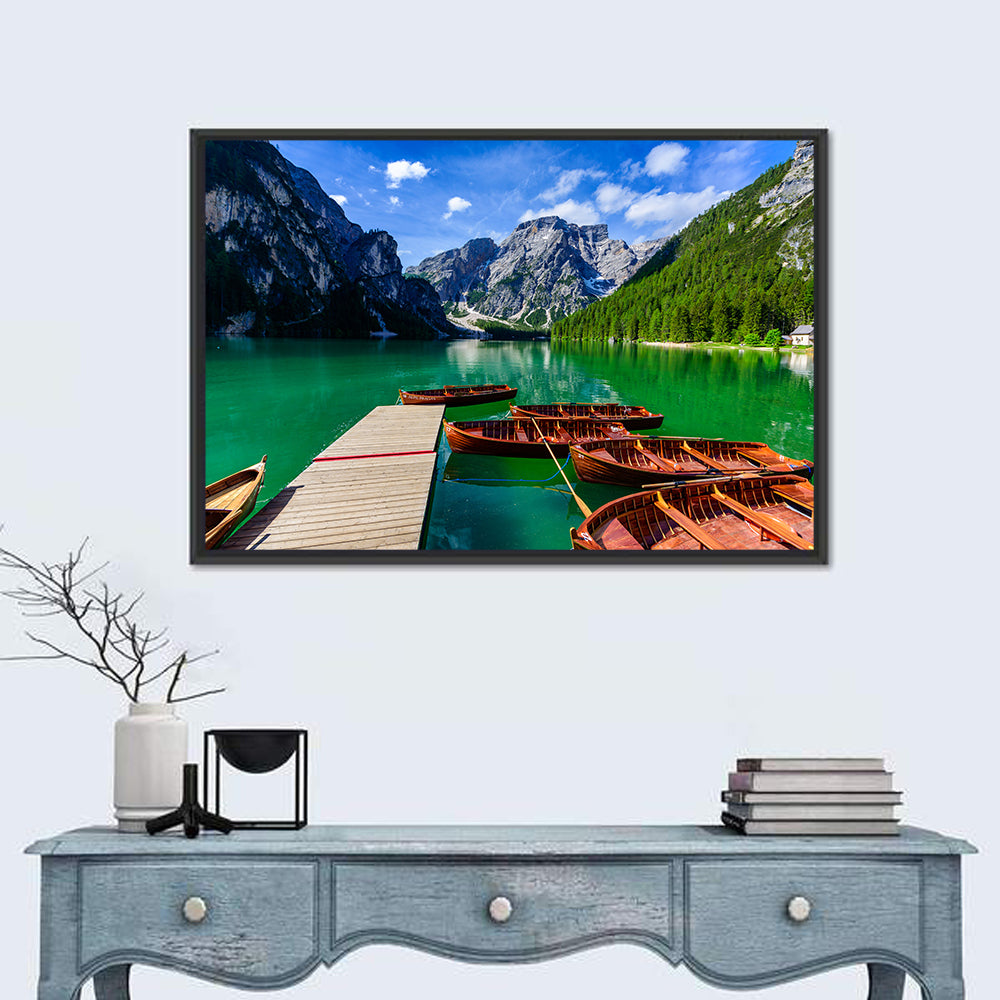 Lago Di Braies, Dolomites Wall Art in a room, landscape