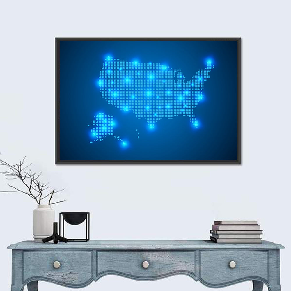 United States Digital Network Map Wall Art